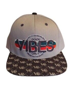 Top Level Y2K Good Vibes Only Tan Snapback Hat Unisex‎ Streetwear Grunge